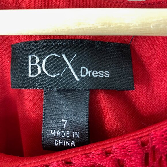 BCX Dress Red Halter Lace Dress Size 7 - Picture 3 of 8